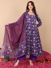 Purple Colour Rayon Printed Kurti With Pant Dupatta Wholesalers In Delhi Aaradhna 2055